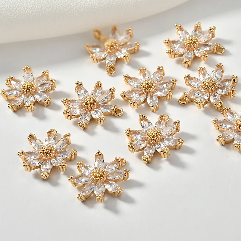 Медный позолоченный кулон в виде маленькой маргаритки 18 карат|Ювелирная