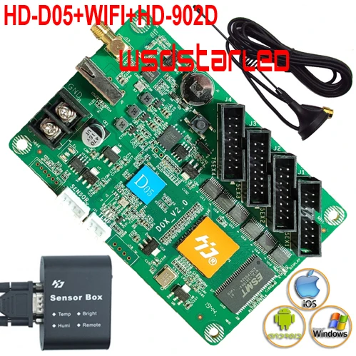 Полноцветный светодиодный дисплей HD-D05 + WIFI HD-902D температура Влажность датчик
