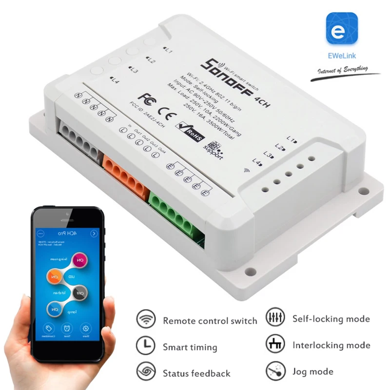 5 шт. SONOFF 4CH PROR3 Wifi светильник пульт дистанционного управления 433 МГц RF