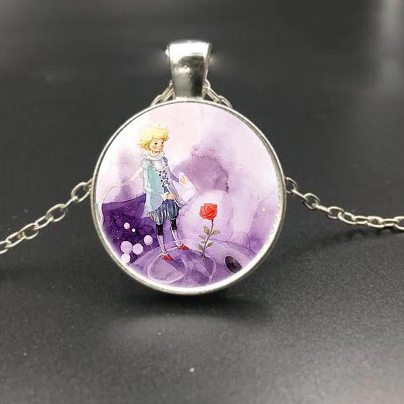Ожерелье с изображением лисы под луной Маленького принца ожерелье со стеклянным