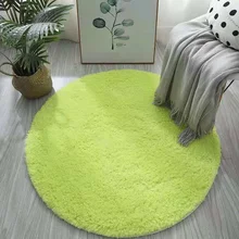 Tapis rond en laine de soie, 1 pièce, doux, en peluche, pour la maison, salon, Table à thé, chambre à coucher, tapis de chevet lavable  (1)