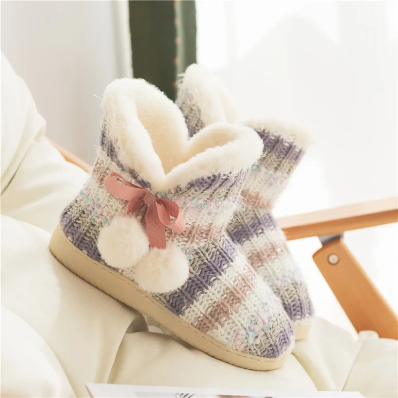 Warm Plush Indoor Floor Slippers Non-slip Men Women Soft Shoes Cotton Home Shoes Winter Women Slippers Couples Lovers Wool