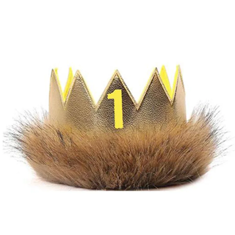 

Baby Boy Cake Smash Outfit Wild One 1st 2nd Birthday Crown with Lion Headband Tail Costume Photo Prop