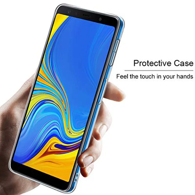 Прозрачные силиконовые чехлы для Samsung Galaxy A7 2018 роскошный чехол Мягкий защитный из