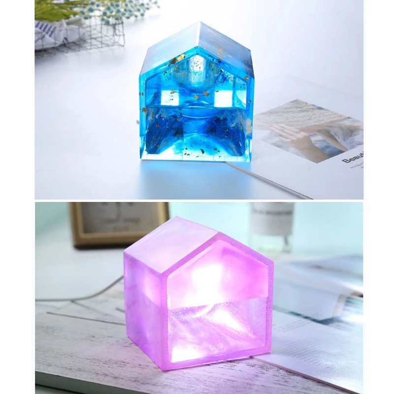 

2 Pieces DIY House Model Silica Gel Mould Make Scented Figure Candles Wax Table Ornament Soap Pendant Bachelor Party