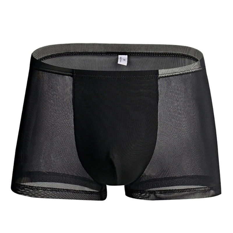 

High Quality Men's Boxers Youth Men Summer Breathable Thin Sexy Seamless Transparent Mesh Boxer Shorts Mid-rise Mens Underwear