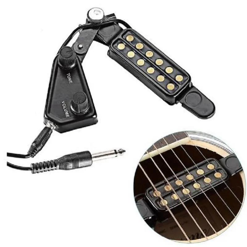 

12-Hole Sound Hole Pickup Magnetic Transducer Acoustic Guitar With Tone Volume Controller Audio Cable Guitar Parts Accessories