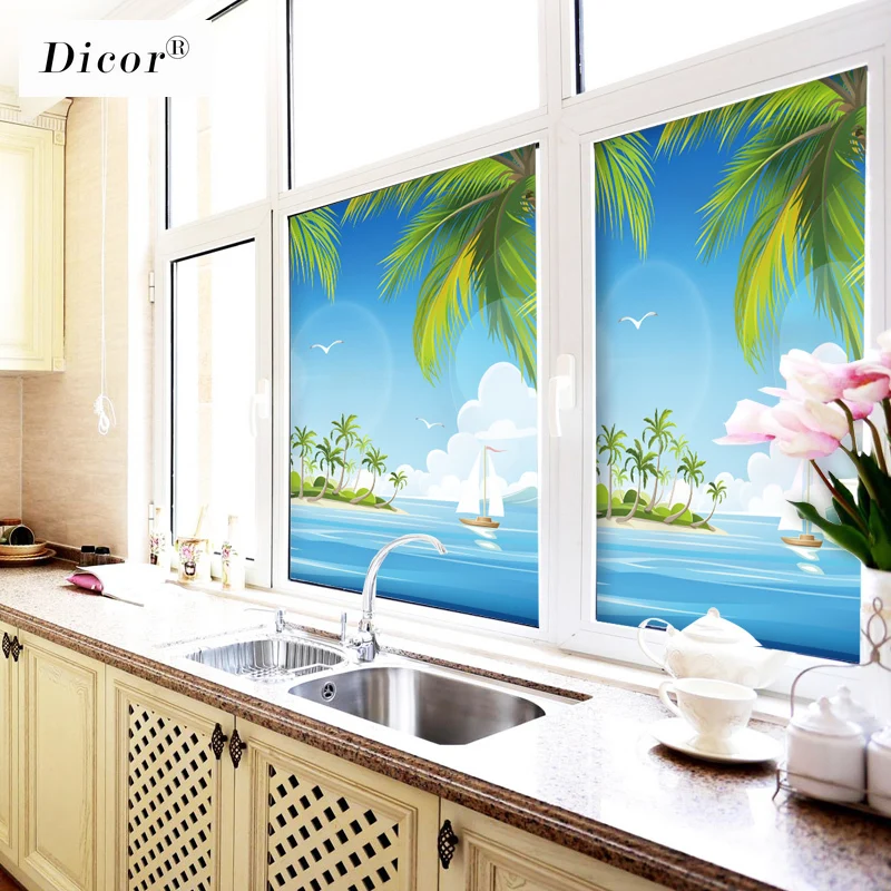 Заказная витражная статическая пленка для окна матовая непрозрачная