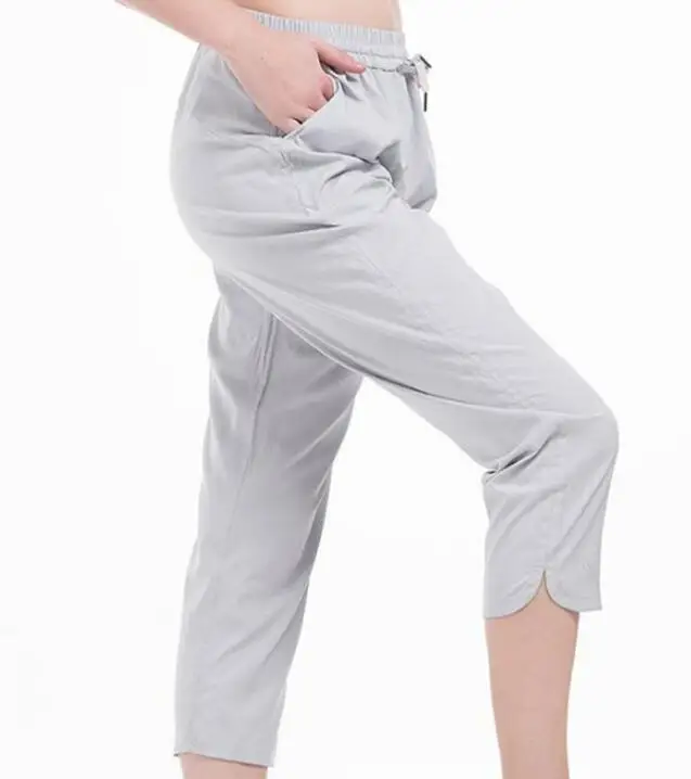 light gray Monbeeph брюки женские эластичные спортивные штаны с завязками черные повседневные женские s женская комбинированная одежда 8/9 брюки - Цвет: light gray