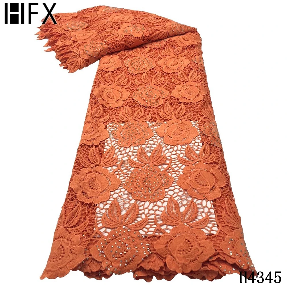 

HFX Purple African Lace Fabric 2020 Guipure Cotton Lace Fabric With Stones French Water Soluble Cord Lace Fabric For Party F4345