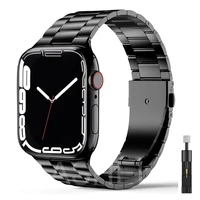 bracelet for apple watch 7 45mm 41mm se 6 5 44mm 40mm 3 band ultra thin upgraded adapter strap for iwatch stainless steel correa