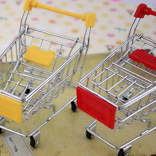 baby pretend toy Supermarket Hand Trolley Mini Shopping Cart Desktop Decoration Storage Toy Gift Dollhouse Furniture Accessories | Дом и сад