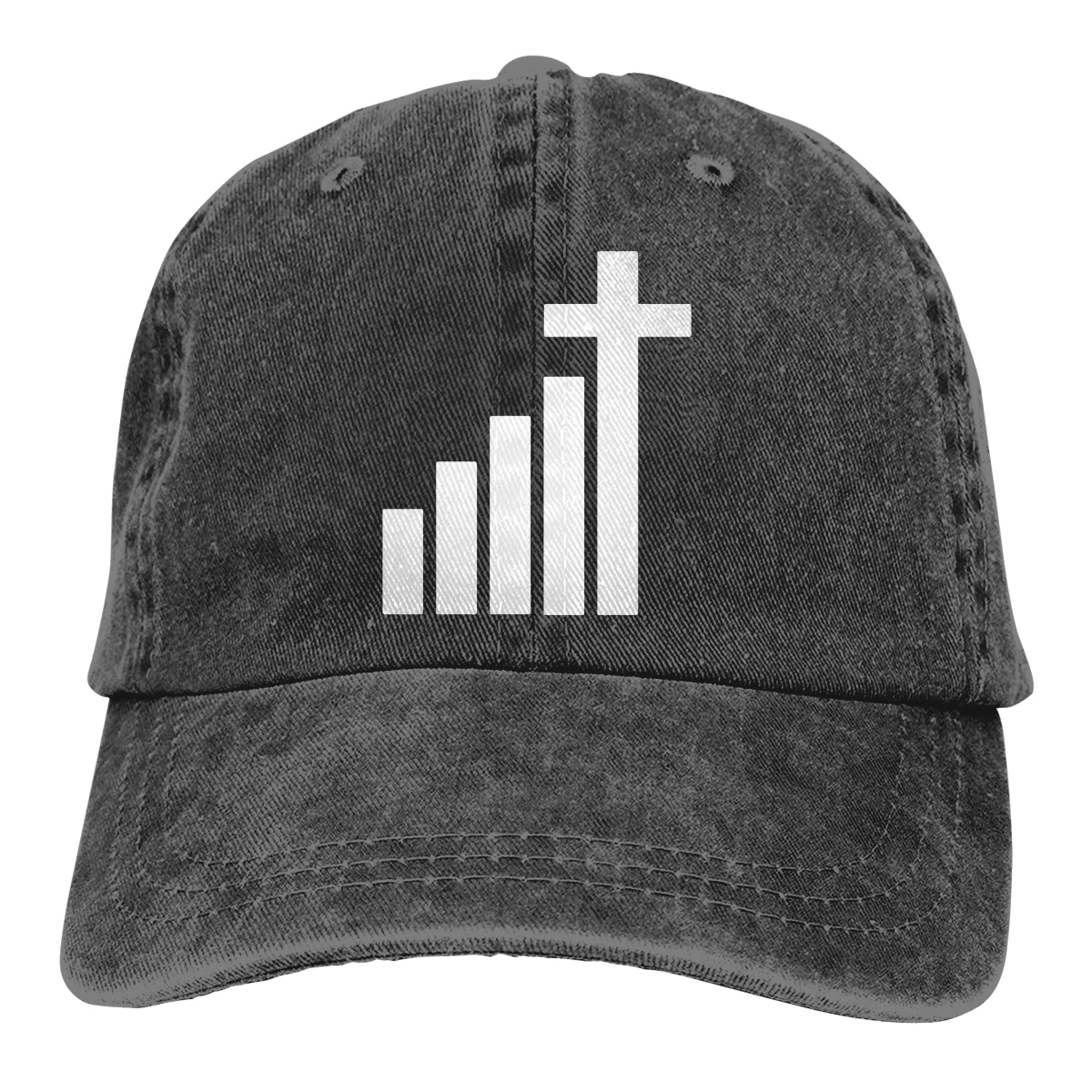 Мужская и женская джинсовая бейсболка с ремешком на спине надписью Jesus Cross Deep Heather