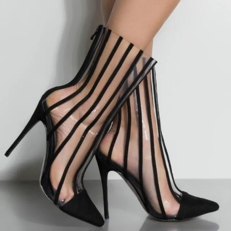 LTARTA/Женская обувь Осенняя прозрачная из ПВХ на высоком каблуке с острым носком в