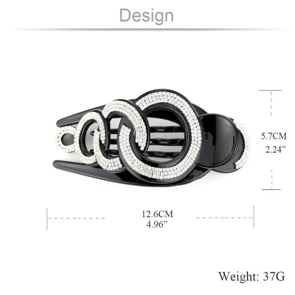 Extra Large Black Brown Crabs Clamp Hair Clip for Women Rhinestone Plastic Hairpin Barrettes Styling Tools Accessories |