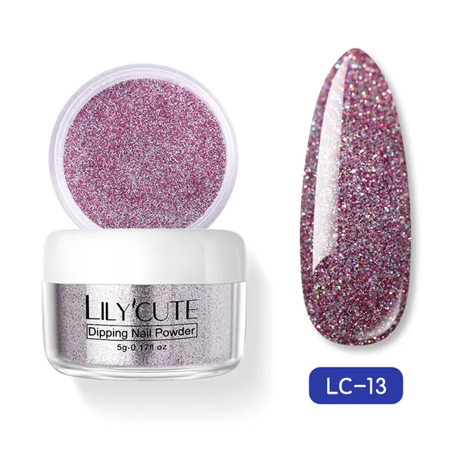 LC 13 LILYCUTE Dipping порошок для ногтей градиентный цвет ногтей Dip порошок для ногтей украшения для ногтей Блеск порошок погружение блестящие украшения - Цвет: LC 13
