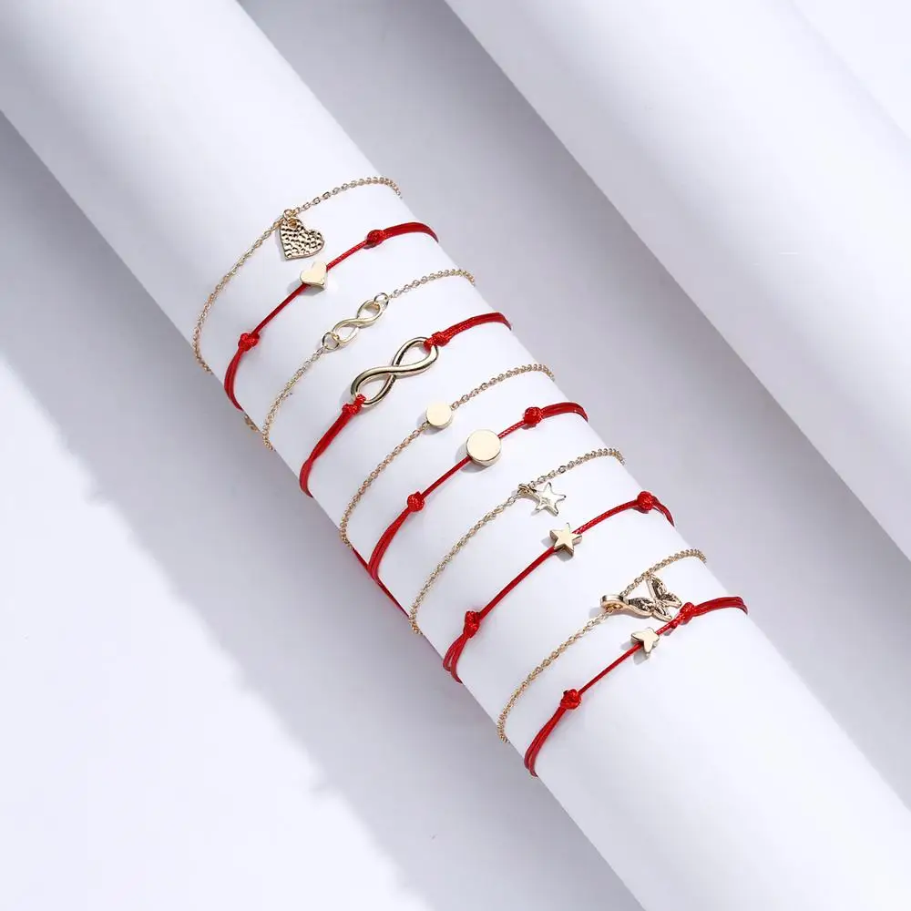 

2pcs/set Wish Card Jewelry Set Together Forever Love Infinity Bracelet & Necklace Set Red String Couple Bracelets for Lover Gift