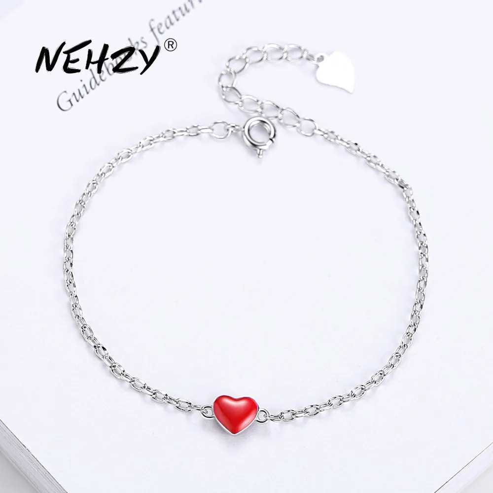 

NEHZY S925 штамп серебряные ювелирные изделия браслет высококачественный модный женский ретро браслет в форме красного сердца длина 20 см