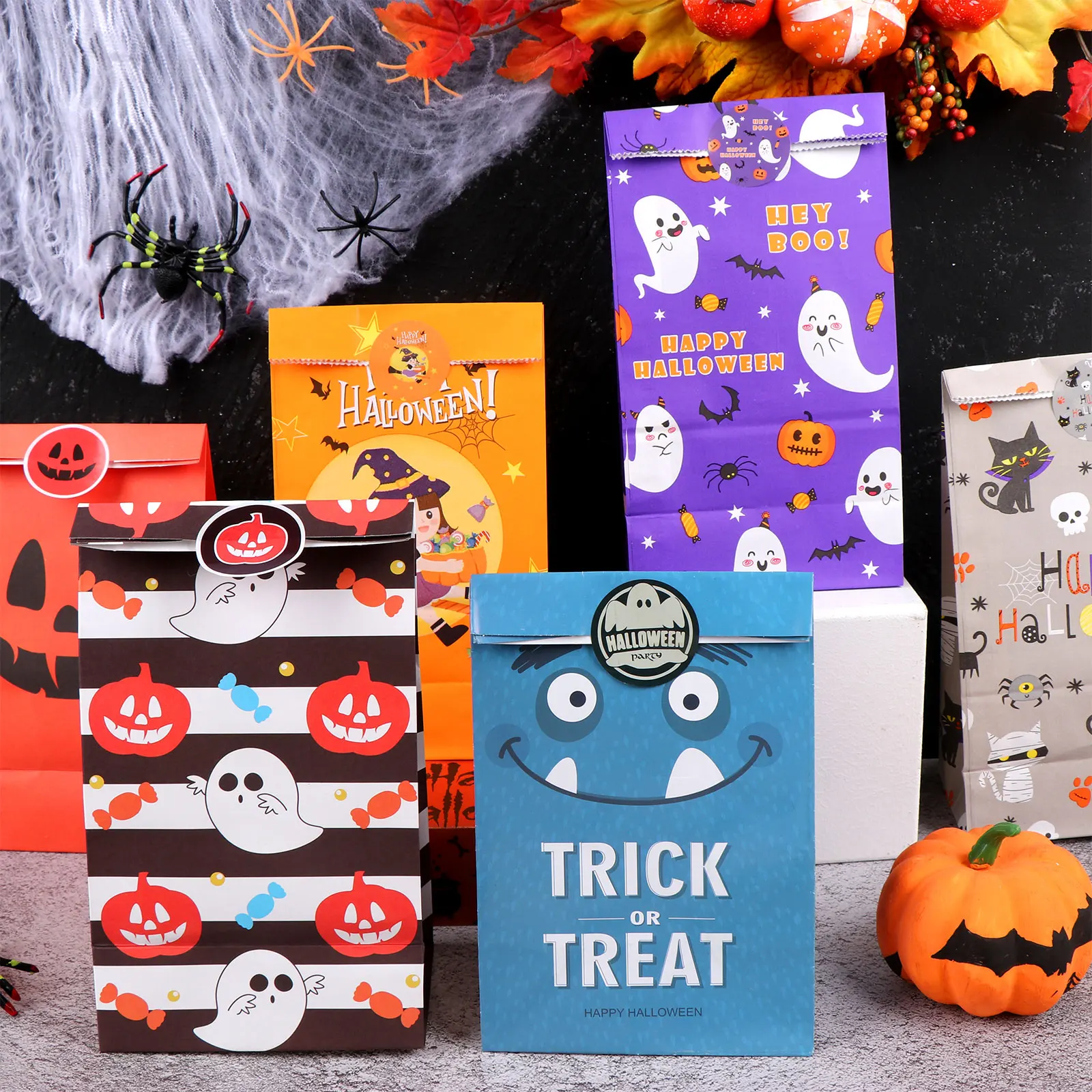 12 шт. пакет из крафт-бумаги в виде тыквы | Дом и сад