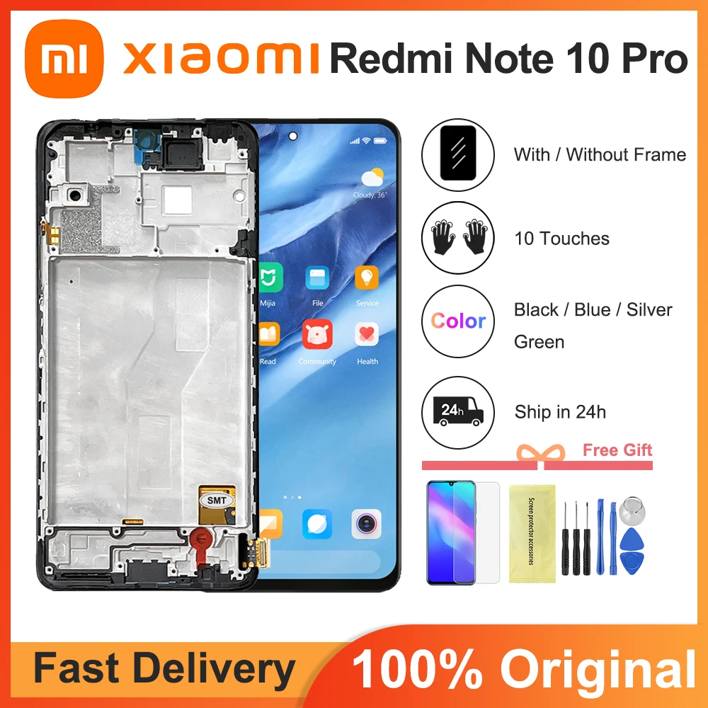 

6.67" Original Display For Xiaomi Redmi Note 10 Pro LCD Touch Screen Digitizer Assembly For redmi note10pro M2101K6G LCD Screen