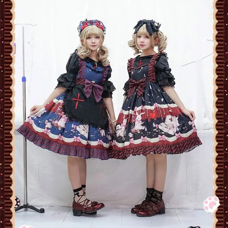 Кролик в больнице ~ готическое Платье с принтом &quotЛолита&quot JSK Инфанта | Женская
