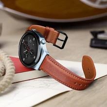 MAIKES Watchband Soft Calf Genuine Leather Watch Strap 18 20 22 24mm Watch Band for Samsung Galaxy Huawei Watch GT 2 Wristband