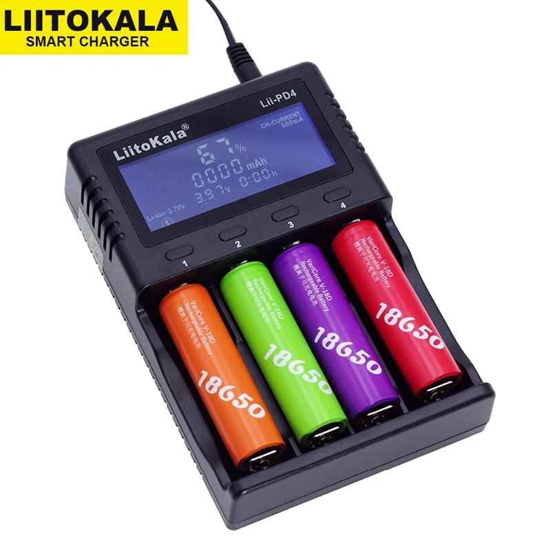 Liitokala Lii-PD4 3.7V 3.2V 1.2V battery charger LCD display 18650 21700 26650 20700 18350 26700 AA AAA etc Test capacity | Электроника