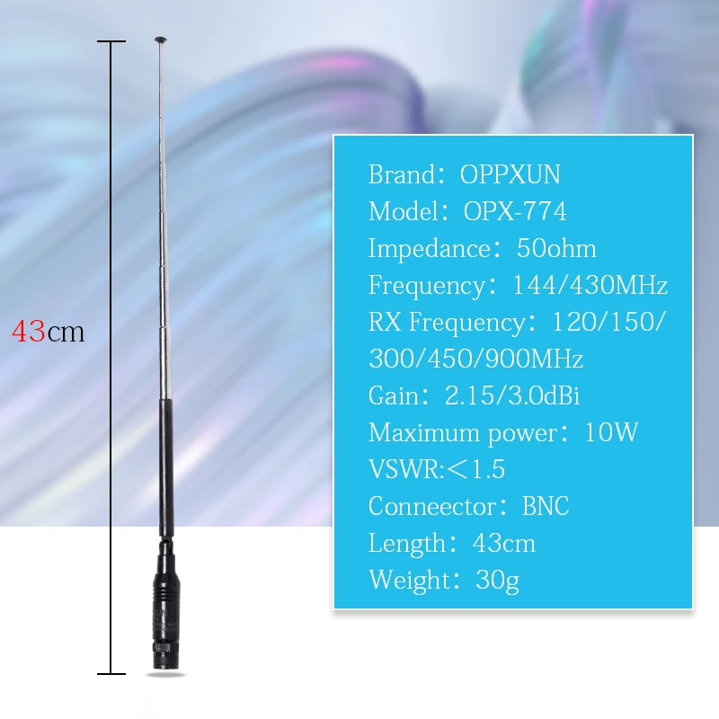 

opx-774 L205 UHF VHF dual band walkie talkie IC-V8 V82 TK-208 308 telescopic two way radio antenna BNC male connector