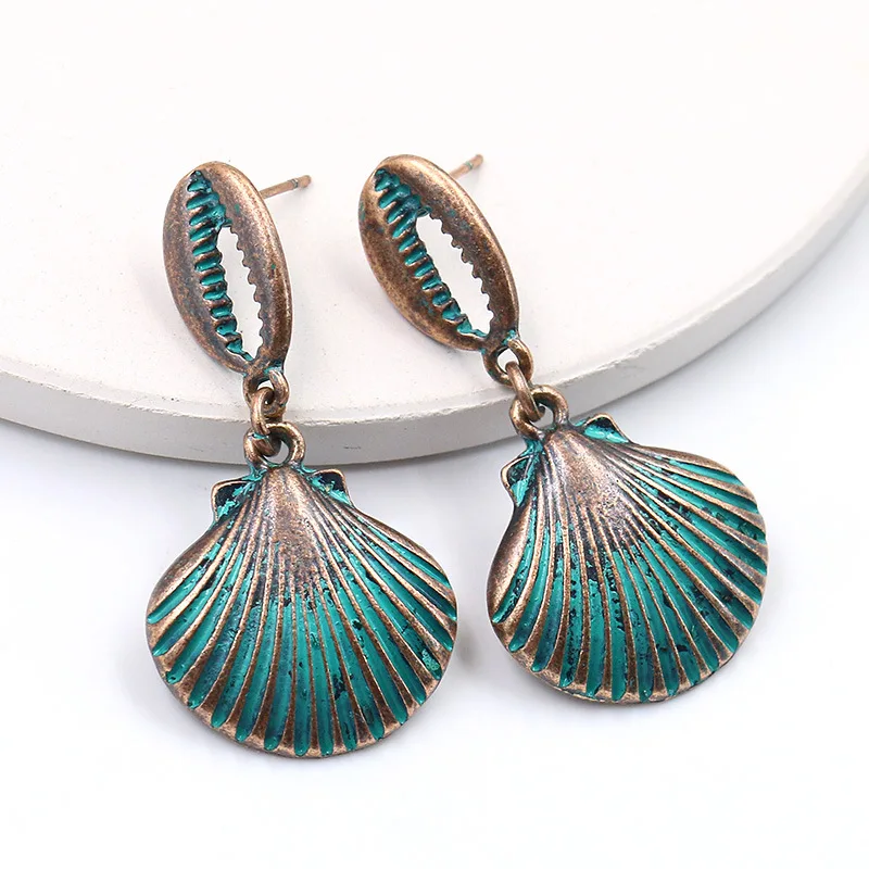 Винтажные Ретро этнические серьги с краской в виде ракушек Морская звезда