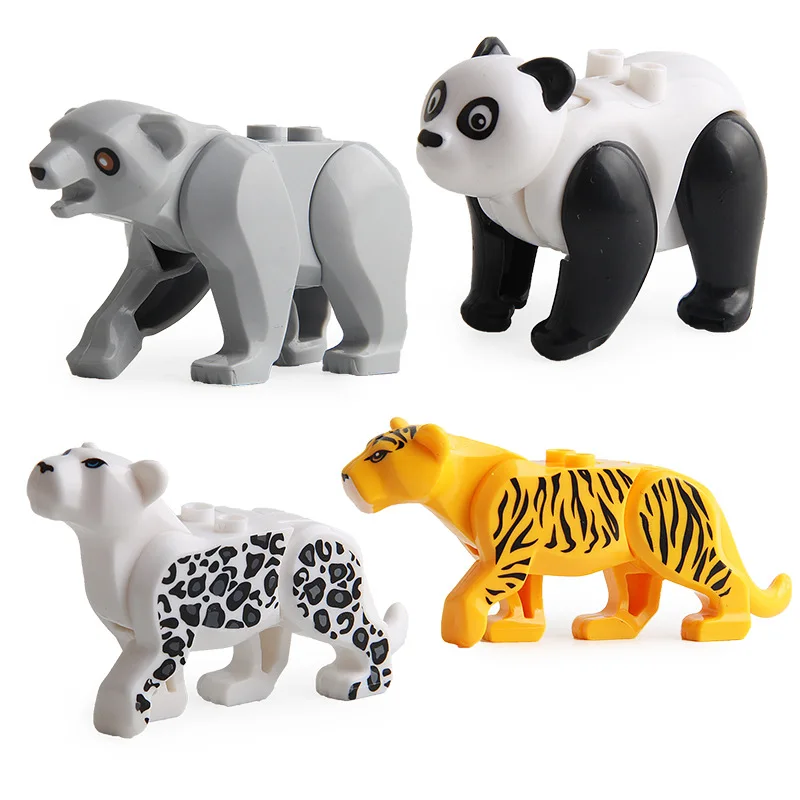 Модель животного зоопарк строительные блоки мелкие кирпичи аксессуары детские