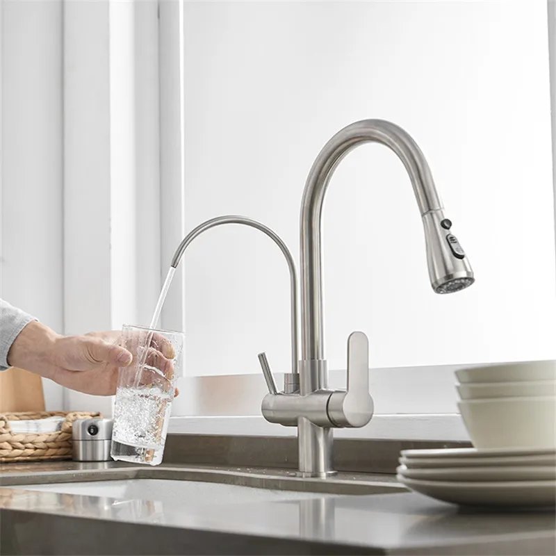 

Смеситель кухонный с фильтром для горячей и холодной воды, кухонный кран для очистки с креплением на раковину, 3 способа