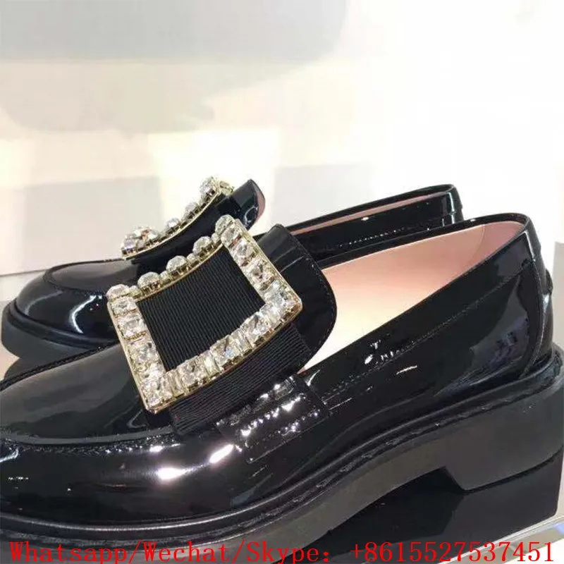 Женские дизайнерские лакированные туфли на плоской подошве черные Лоферы без