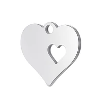 10pcs fashion left heart in heart pendants diy real stainless charms pendants for handmade jewelry making findings accessories