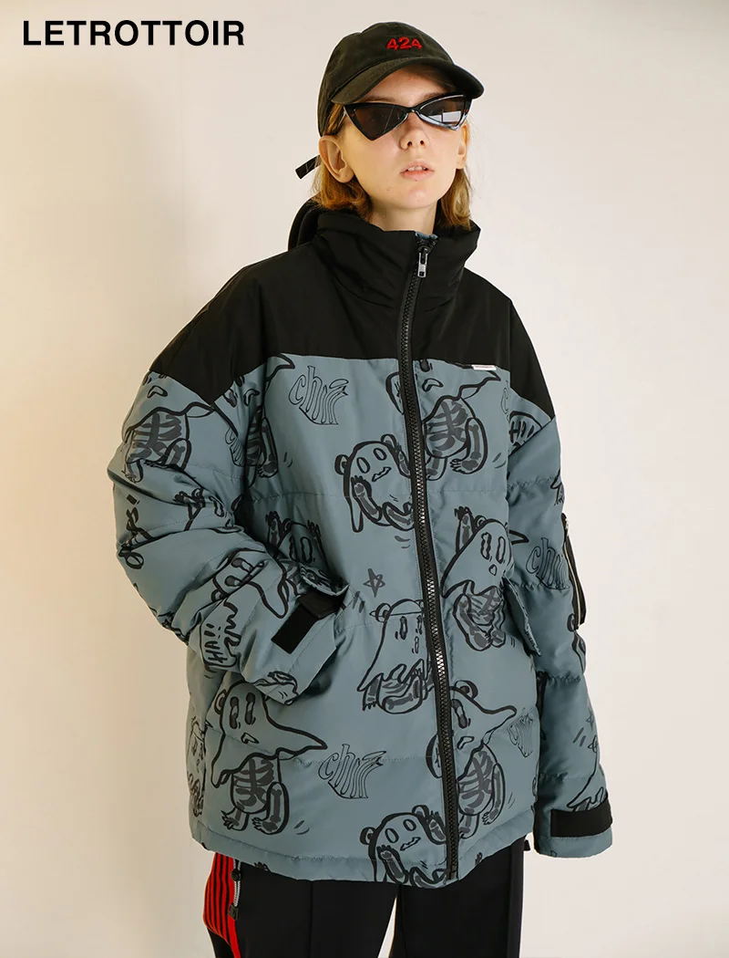 National Fashion Thickened Coat for Men and Women Couple Winter Tide Bear Full Print down Jacket coat men