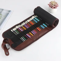black color school pencil case roll 3648 holes penal pencilcase canvas pen case bag for girls boy stationery pouch