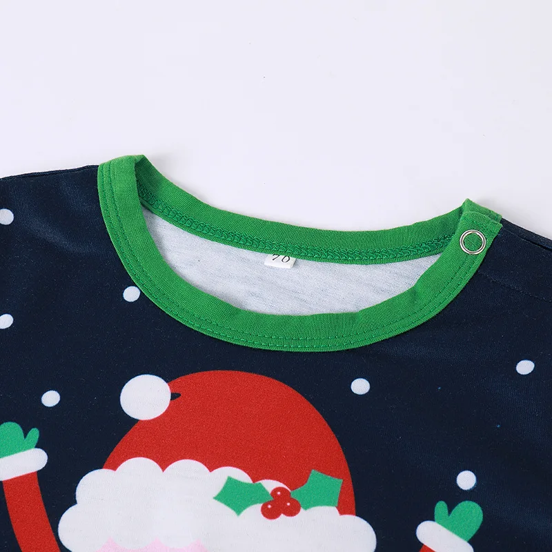 

Christmas Family Matching Pajamas Set Santa Claus Printing Top Stripes Pants Baby Romper Cute Smile Santa Claus Family Outfits