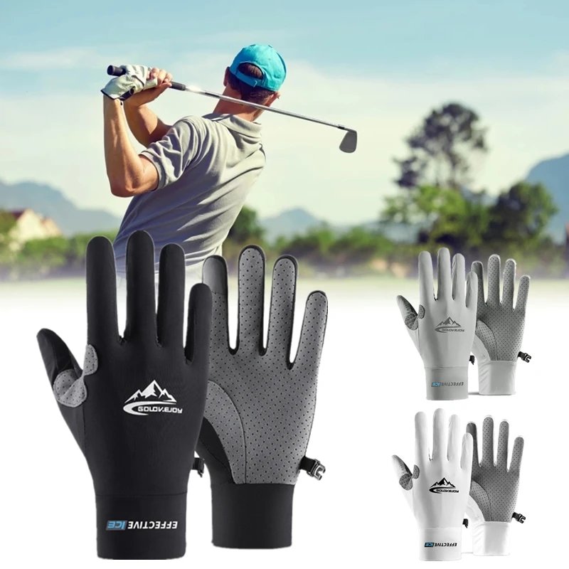 

Golf Gloves for Men Women Non-slip Sports Riding Sun Protection Sweat-absorbent Breathable Ice Silk Gloves with Touch Screen