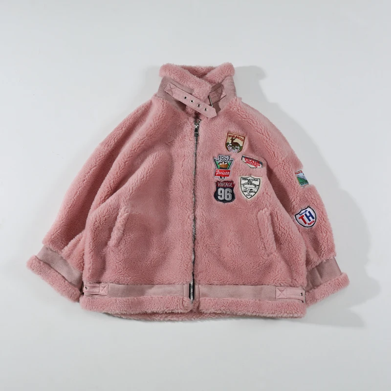 

2020 Fashion Sweet Wool Particles Wool Blends Real Fur Coat Jackets for Women 182