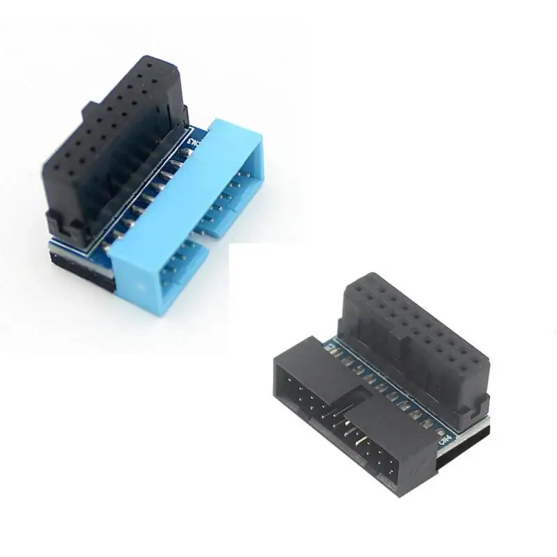Адаптер-удлинитель штекер-гнездо 19pin USB 3.0 20pin угловой под углом 90 градусов для