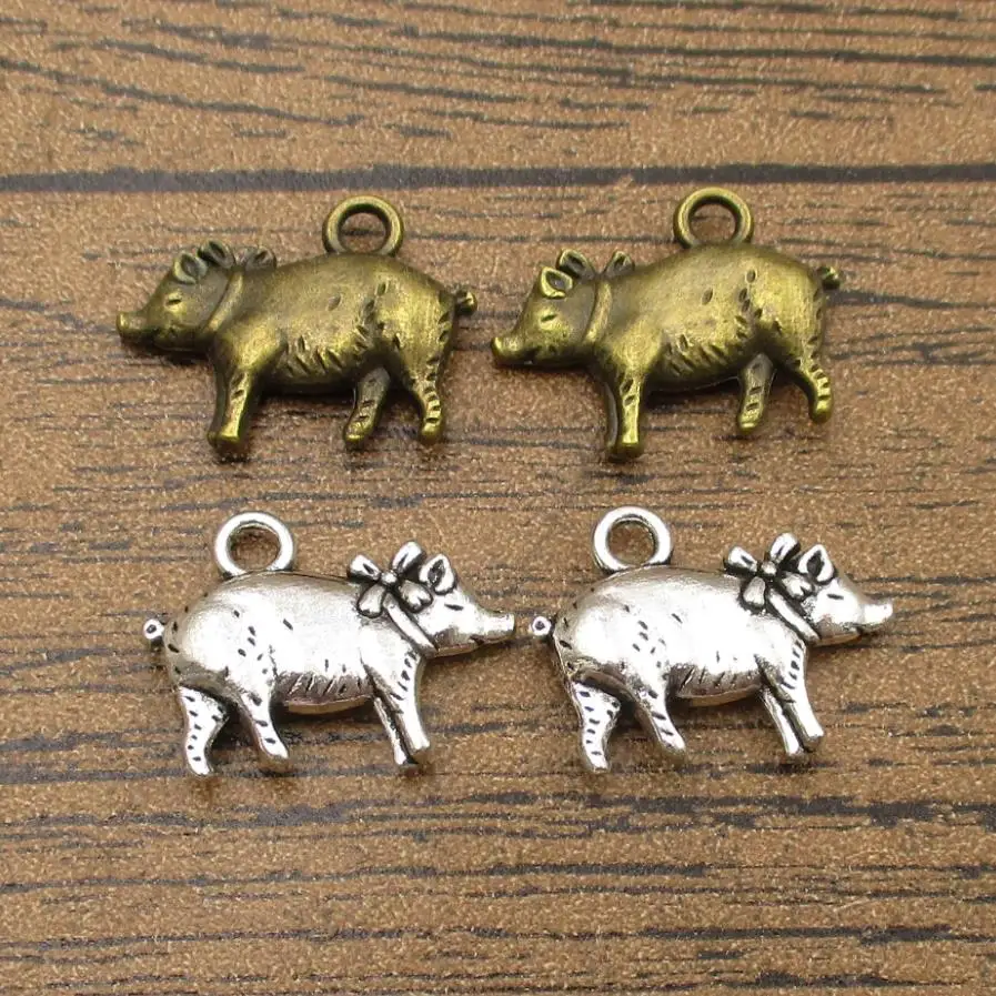 Металлические подвески в виде поросенка 20 шт./лот 21 × 16 мм Подвески на пастбище