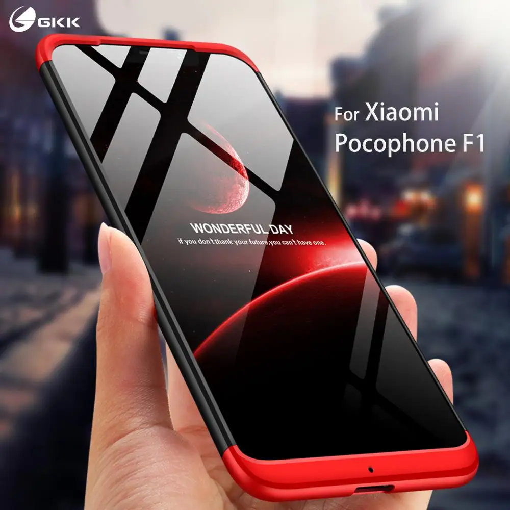 

GKK for xiaomi pocophone f1 case Three in One 360 Full Protection Anti-knock Hard for pocophone f1 f2 pro X3 NFC M3 Cover fundas