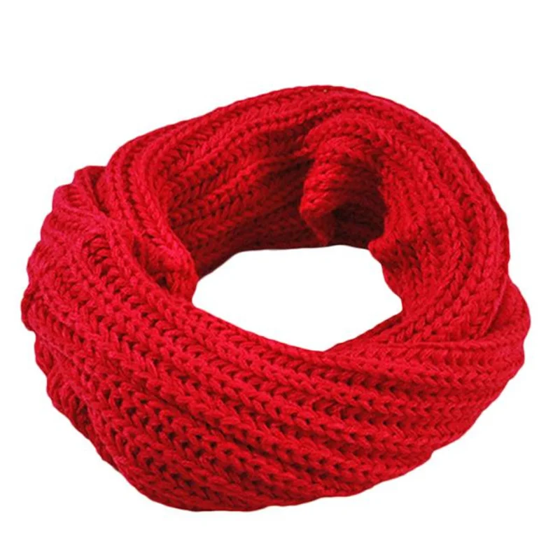Autumn Winter Boy's Girl's Knitted Circle Wool Scarf Shawl Wrap Warm Collar O Ring Thicken Warmer Snood Scarfs Ladies |
