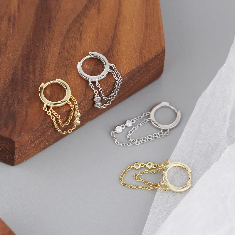 

ying Vahine 100% 925 Sterling Silver Small Tassel Pendant Circle Hoop Earrings for Women