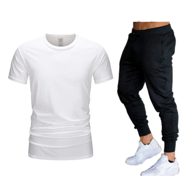 

2021 men's casual men's suit sportswear summer men's suit two-piece T-shirt brand men's sportswear sports suit