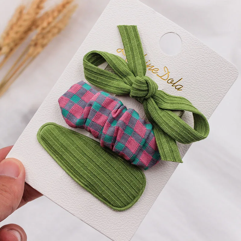 

3 PCS/SET Plaid Fabric Cute Bow Lattice Girls Hairpins Fashion Hair Clips Barrette 2020 New Sweet Hair Accessories Headwear