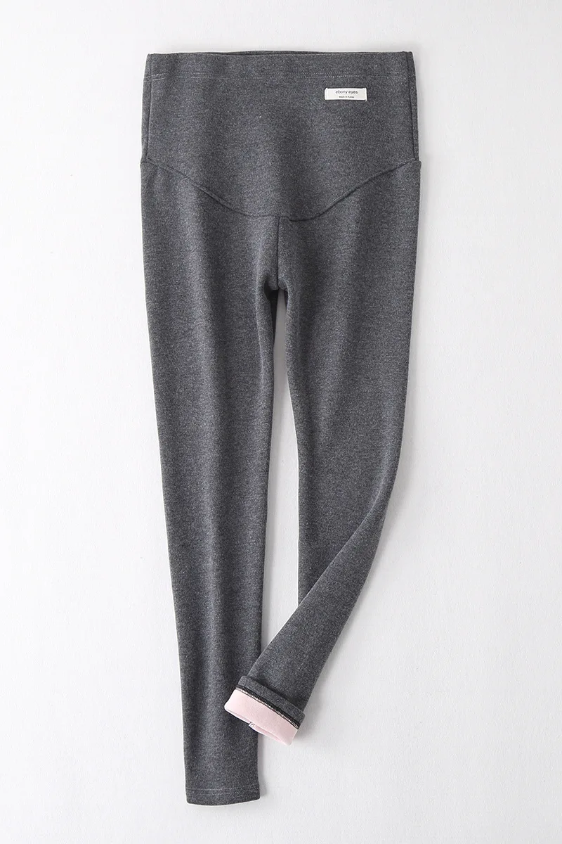 Dark Gray Winter Maternity Leggings Thick Adjustable Waist Velvet Line Pregnant Women Pregnancy Clothes Pants Ropa Mujer Maternal - Цвет: Dark Gray