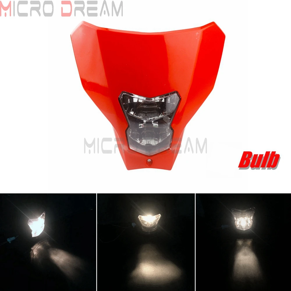 Bulb Red Универсальный 12 В светодиодный мотоциклетный головной светильник для грязного велосипеда Кроссовый двойной спортивный головной светильник для Honda CRF450L CRF450XR Enduro Supermoto - Цвет: Bulb Red