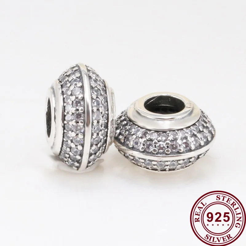 

Оригинальные бусины из стерлингового серебра 925 пробы с блестками и кристаллами, модные Изоляционные Бусины Подходят для браслетов и ожере...