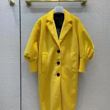 Fashion Brand New Women Trench Coat Long Single-Breasted Oversize Lady Clothes Yellow Autumn Winter Outerwear Coat Hot Quality