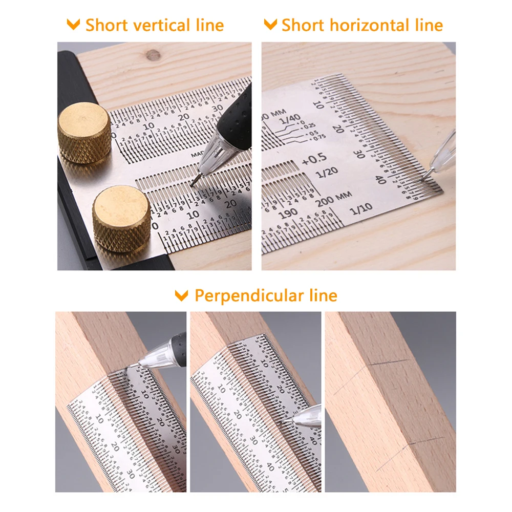 

Precision Marking Ruler Wnew 400mm Stainless Steel T-Rule Woodworking Scribing Gauge Carpenter Measuring Tool with Refills